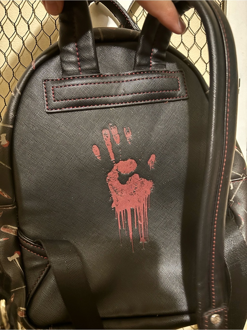Loungefly Black Mini Backpack with Cream Hockey Mask Friday the 13th - Picture 3 of 7